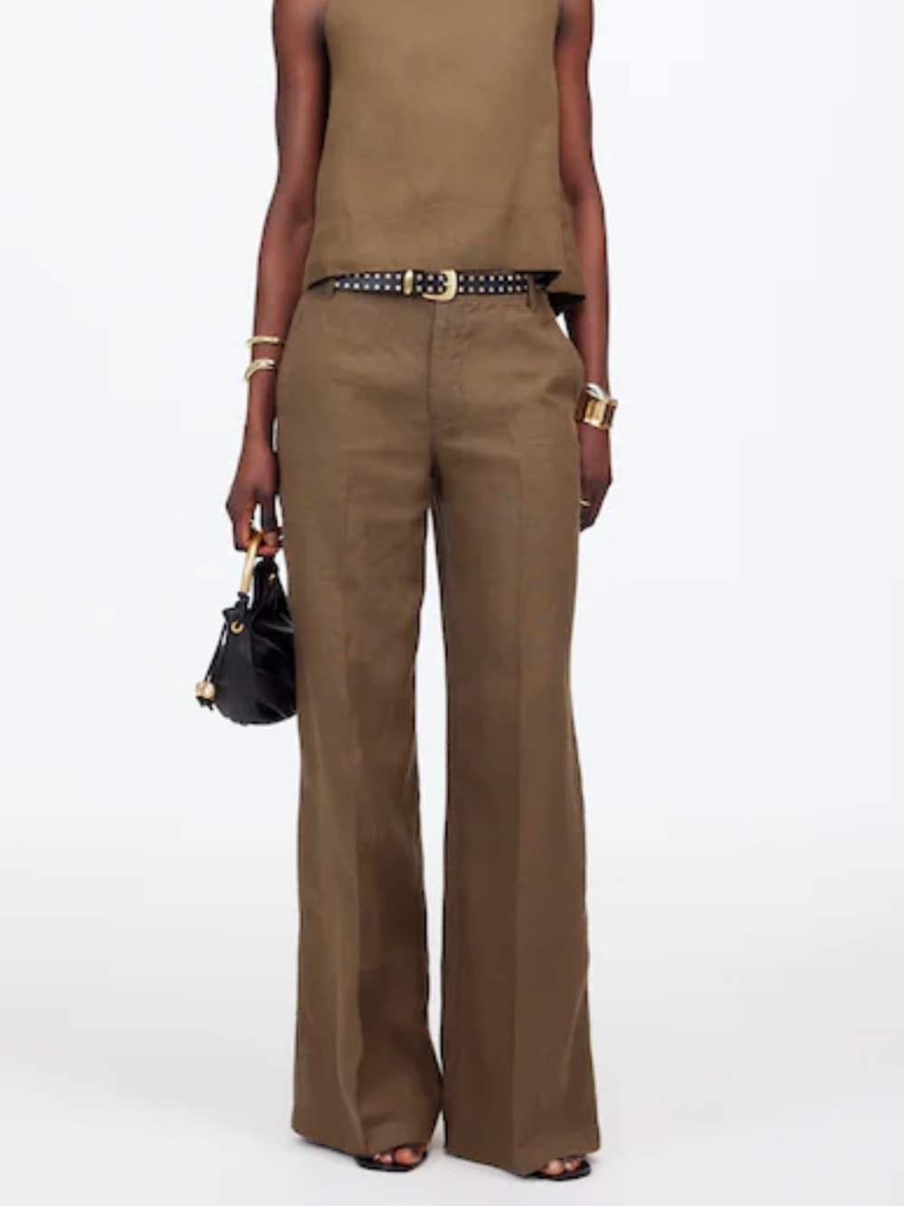 Madewell Zoe Relaxed Wide Leg Linen Pant Women’s 10 Olive Green High Rise